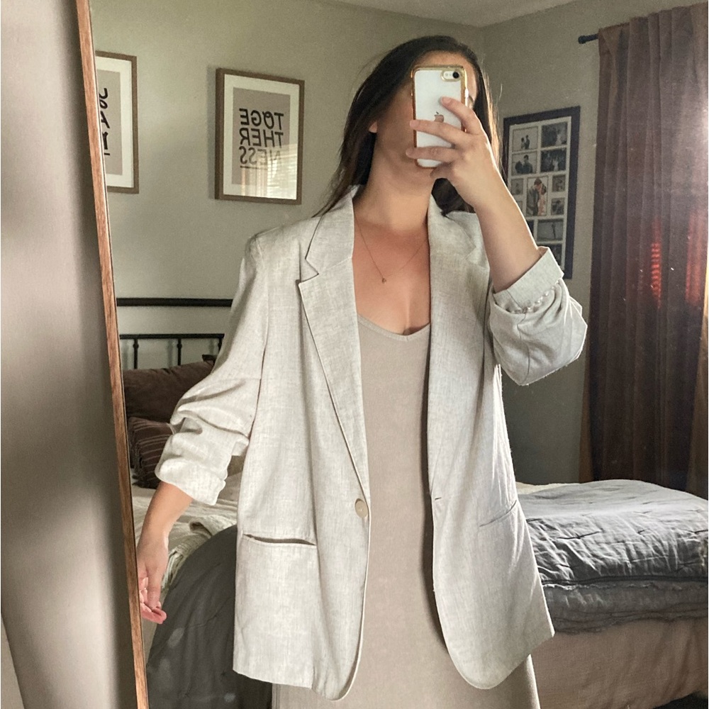 Linen Look Oversized Blazer
